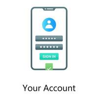 Conceptual icon of mobile user, your account in gradient design vector