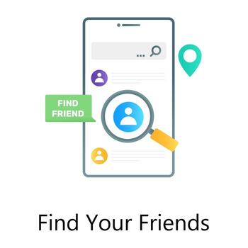 Social media users exploring, flat gradient conceptual icon of find your friend vector