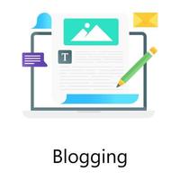 escritura de artículos, icono conceptual de blogs en estilo degradado plano vector