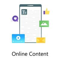 un vector de contenido en línea en un estilo editable de gradiente plano