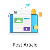 Copywriting layout display on laptop, post article conceptual icon in gradient style vector