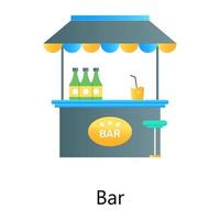 A vendor drink stall in flat gradient vector, denoting bar vector