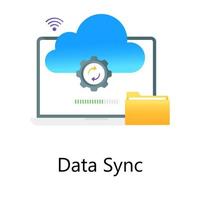 nube con flechas de engranaje, sincronización de datos en un moderno estilo degradado plano vector