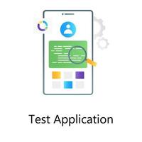 Testing application concept in flat gradient style, content searching vector