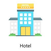 icono de concepto de gradiente plano de hotel, estancia de alojamiento vector