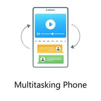 Online streaming app, gradient vector of multitasking phone
