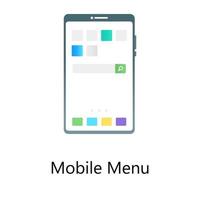 Messaging app layout, flat gradient vector of mobile menu