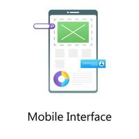Messaging app analytics, gradient vectors of mobile interface