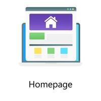 Home on web page showing homepage in gradient vector