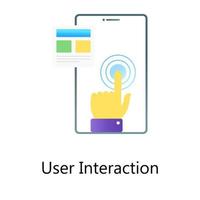 Finger swiping on smartphone screen depicting user interaction vector in gradient style