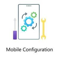 Service cogwheels inside mobile, gradient vector of mobile configuration