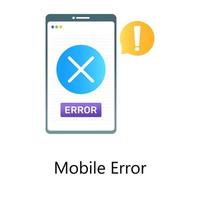 Exclamation mark with smartphone showcasing mobile error vector in gradient style