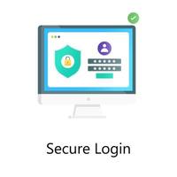 Secure login gradient vector, web page with security shield vector