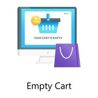 Remove product from basket, empty cart vector in gradient style