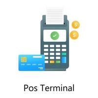 Cash till with atm card, pos terminal machine gradient vector design