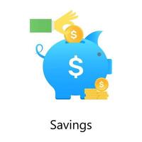 Piggy bank with banknote, trendy gradient vector of savings