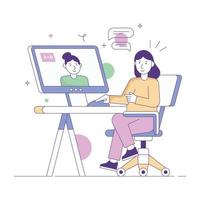 Flat illustration of online learning, editable design vector