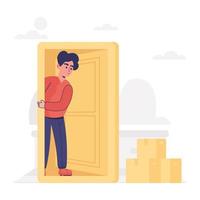 A doorstep delivery flat vector, shipping services vector