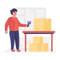 An amazing flat illustration of product scanning via barcode scanner vector