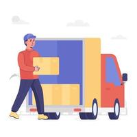 A doorstep delivery flat vector, shipping services vector