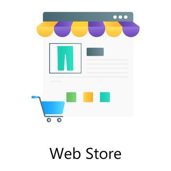 concepto de comercio electrónico, vector de gradiente de diseño de tienda web