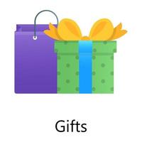 regalos envueltos y bolsos de compras, vector de diseño degradado de regalo