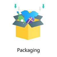 concepto de llenado de paquetes, vector de gradiente de embalaje