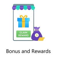 Wrapped box with inside mobile depicting bonus and reward vector in gradient design