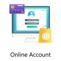 Online account gradient vector, webpage with password key bar vector