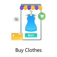 Mobile shopping app, gradient vector of buy clothes design