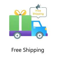 Delivery van, free shipping vector in trendy gradient style