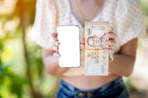 Close-up photos and bank cards used for business and currency exchange purchases. Hand and money concept