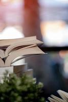 Book placed on the desk A lot of books, beautiful colors for studying, knowledge,education - images photo