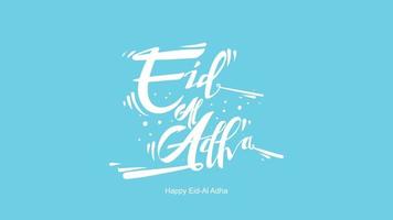 Eid al-Adha handwritten lettering. Beautiful text design for for graphic poster, greeting card etc.Greeting vector illustration