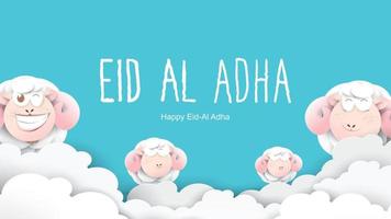 Muslim holiday Eid al-Adha. the sacrifice a ram sheep. Beautiful text handwritten lettering design for for graphic poster, greeting card etc.Greeting vector illustration