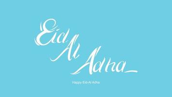 Eid al-Adha handwritten lettering. Beautiful text design for for graphic poster, greeting card etc.Greeting vector illustration