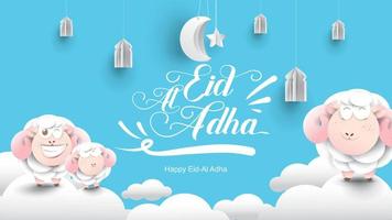 Muslim holiday Eid al-Adha. the sacrifice a ram sheep. Beautiful text handwritten lettering design for for graphic poster, greeting card etc.Greeting vector illustration