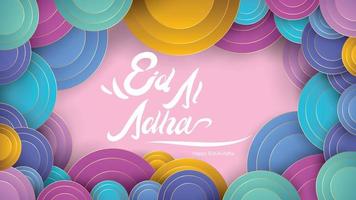 Eid al-Adha handwritten lettering. Beautiful text design for for graphic poster, greeting card etc.Greeting vector illustration