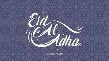 Eid al-Adha handwritten lettering. Beautiful text design for for graphic poster, greeting card etc.Greeting vector illustration