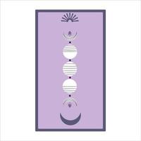 Tarot cards with moon phases and sun isolated on a white background. Celestial magic for occult and divination. Purple minimalism cards. Flat vector illustration