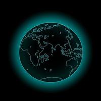 Planet Earth with blue glow on a black background. vector