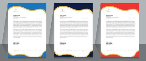 Letterhead Format Template, Business Style Letterhead Design Template. Company Letterhead Template Designs. vector