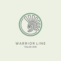 spartan warrior gladiator line style logo design template for brand or company vector