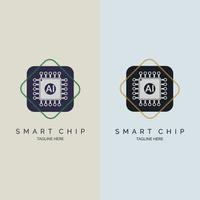 Integrated Circuit microchip CPU ai smart chip logo design template for brand or company and other vector