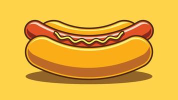 Cartoon hot dog with mustard vector