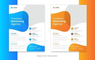 Corporate flyer design template, creative organic shapes with gradient vector