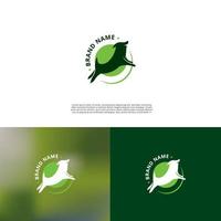 Logo design of green dog leaping. Simple organic logo design vector