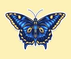ilustración de mariposa aislada. colorido estilo de dibujos animados hippie vector