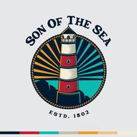 Illustrated Lighthouse Vintage Retro Logo vector