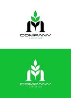 M Letter with Plant Logo Design vector